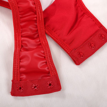 Red Perspective One-Piece Sheer Bodysuit